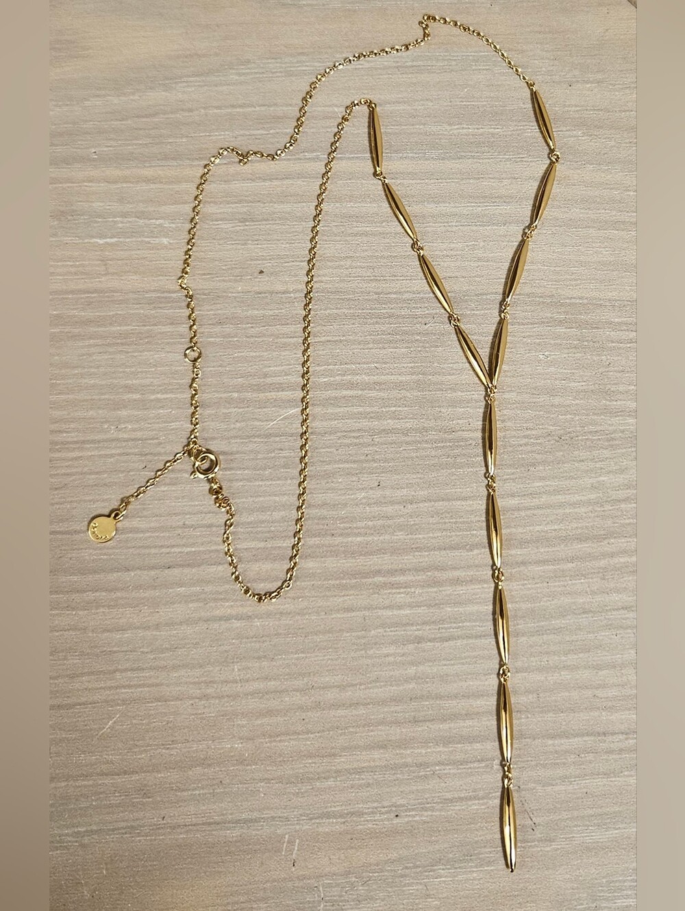 VINTAGE RARE Gorjana gold-plated delicate chain V teardrop Layering Necklace
